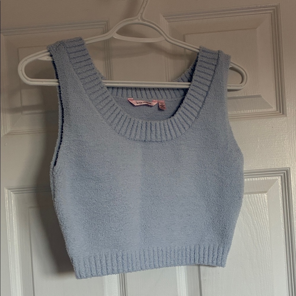 La Vie En Rose Light Blue Crop Top